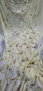 Tela de Red de Poliéster/Nailon Bordada a Mano con Lentejuelas para Decoración de Vestidos - Product Image 3