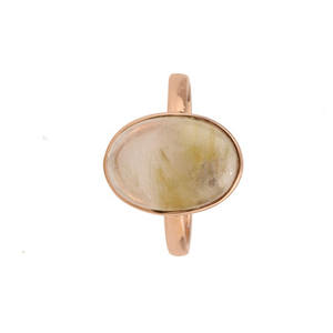 <b>Top</b> Selling 10x14mm Oval Natural Golden Rutile Dainty Ring for Women Solid Silver High Polish <b>Rose</b> Gold Plating Fine Jewelry - Product Image 3