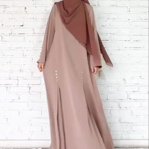 Élégant modeste brodé à la main Zardozi paillettes à manches longues anti-boulochage femmes cher Abayas formel traditionnel dubaï - Product Image 1