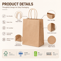 Bolsa de Papel con Asa Retorcida para Cafetería, Bolsa Kraft Personalizada con Logotipo para Llevar, Embalaje Reciclable para Servicios de Alimentación, Proveedor Mayorista OEM