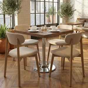Square Cafe <b>Table</b> with Metal Legs Durable Melamine <b>Wooden</b> <b>Top</b> Stable for Cafe Restaurants Hotels - Product Image 3