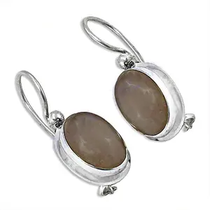 Boucles d'oreilles ovales en pierre pour femmes, en argent 925, cadeau tendance - Product Image 2