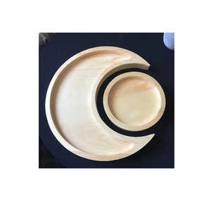 Plateau à fruits en bois en forme de demi-lune, artisanat personnalisé, plateau en bois, plateau de service pour dattes, vaisselle utilisée - Product Image 1