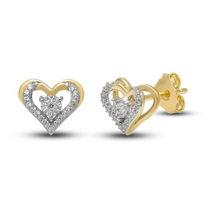 Pendientes de Diamantes Delicados con Forma de Corazón, 0.10 Ct, Diamantes Cultivados en Laboratorio, Oro Sólido de 14K, para Bodas, Compromisos y Fiestas - Product Image 2