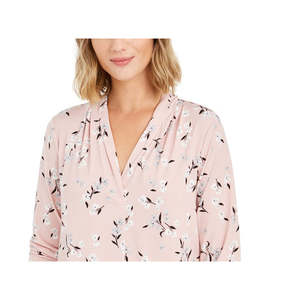 Top da Donna Charter Club XL con Scollo a V in Chiffon Traspirante con Logo Floreale Ricamato, Abbigliamento Casual da Ufficio con Decorazioni in Pizzo, Rosa - Product Image 2