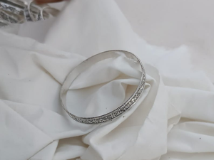 Brazalete apilable hecho a mano Vintage con textura de flor chapada en plata de ley 925, joyería de moda para mujer, proveedores al por mayor - Product Image 4