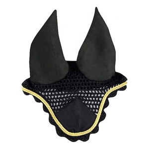 Nouveau style Bonnet d'oreille pour cheval, meilleure qualité, produits équestres, voile anti-mouches pour cheval, bonnet de cheval marron avec cordon marron et strass - Product Image 2