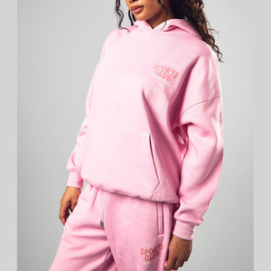 High Quality Cotton Blend <b>Women</b> Hoodie Loose Fit Hooded Sweatshirt with Drawstring Suitable for Cold <b>Weather</b> Wear - Product Image 4