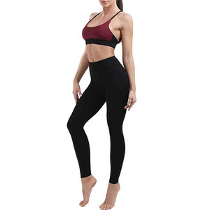 Ensemble de yoga personnalisé pour femmes, taille plus, legging taille haute, soutien-gorge de sport, imperméable, évacuant l'humidité, tenue de sport professionnelle 2 pièces - Product Image 2