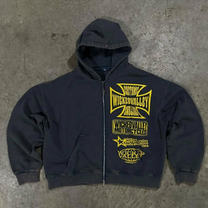 Sudadera con capucha lavada con ácido de peso pesado de gran tamaño personalizada para hombre con patrón 3D French Terry Blank para la temporada de otoño - Product Image 4