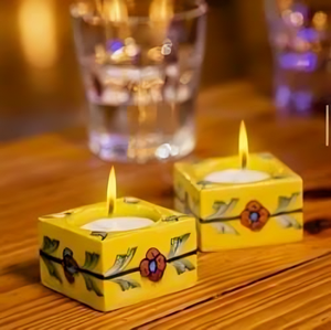 Portavelas de cerámica rústica hecha a mano, FAROL DE VELA decorativo para el hogar para sala de estar o mesa de comedor - Product Image 2