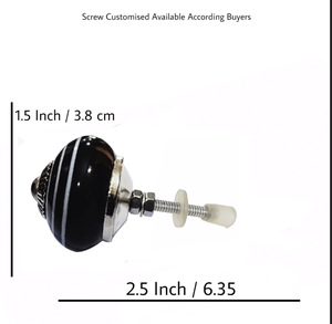 Boutons en céramique à rayures noires et blanches épiques, poignées de tiroir de style industriel pour armoire de cuisine et chambre à coucher-CK 558 - Product Image 3