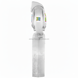 Chándal grueso de invierno con cremallera, forro polar pesado, 380 GSM, tela suave, color blanco, logotipo personalizado, estampado bordado, chándales de talla grande - Product Image 2