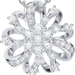925 Plata Moissanite 3D Filigrana Cinta Flor Colgante Collar - Product Image 1
