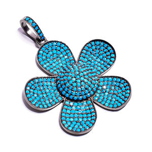 Magnifique pendentif élégant en argent sterling 925 plaqué noir Arizona Turquies Prong Setting - Product Image 2