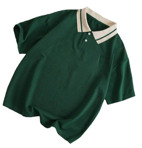 Polo pour homme à motifs avec décoration de boutons brodés, couleurs contrastées - Product Image 3