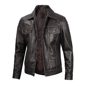 Venta directa de fábrica personalizada para hombre 2024 nuevo estilo de moda con cuello levantado chaqueta de piel de vaca para hombre - Product Image 6