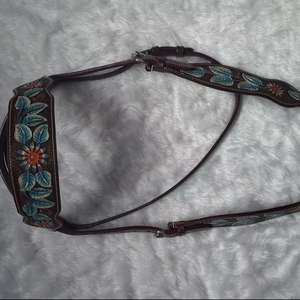 Luxury Custom Premium Western Horse Headstall Breast Collar High Quality <b>Equestrian</b> Riding Leather Rhinestones Handmade Custom - Product Image 1