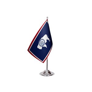 Drapeau fanion personnalisé 3x5 pieds pour le bureau de l'État du Wyoming, imprimé numériquement en coton, feutre, nylon, plastique, polyester ; mât de drapeau en aluminium - Product Image 3