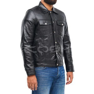 Chaqueta de Cuero Negra Premium para Hombre, Chaqueta de Motero Duradera y Moderna con Bolsillos Funcionales - Product Image 4
