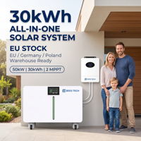 10000+ Siklus 30kWh 51.2V 600Ah LiFePO4 Home ESS Strip LED Bercahaya dengan Inverter 50kW untuk Rumah Hybrid Grid Stok EU DE PL