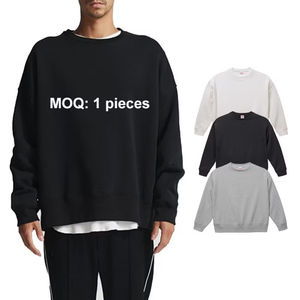 Sweat-shirt à capuche en coton noir surdimensionné de haute qualité OEM pour hommes et femmes, en molleton uni teint, col rond - Product Image 1