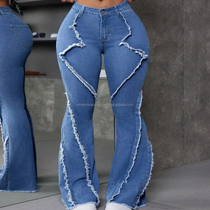 Classic Blue Denim Flare Jeans Women High Waisted Slim Fit <b>Bell</b> Bottoms women denim jeans pants - Product Image 2