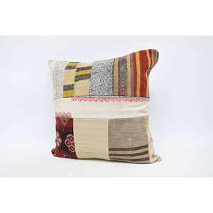 Beige 28x28 pulgadas Premium lana almohada lujo Vintage mullido Kilim Patchwork acento tejido cuadrado patrón para ropa de cama - Product Image 4