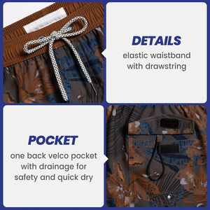 กางเกงขาสั้นผ้านอนวูฟเวนสำหรับผู้ชายพิมพ์ลายตามสั่งวัสดุระบายอากาศเหมาะสำหรับชุดลำลองแบบสตรีทแวร์ - Product Image 5