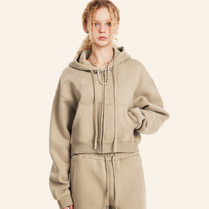 Conjunto de pantalones de chándal de invierno de algodón 100% personalizado, ropa de calle, sudaderas con capucha cortas informales de peso pesado y trajes de joggers para hombres - Product Image 5