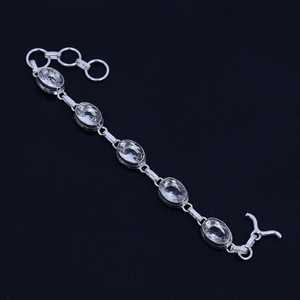 Pulsera de topacio Blanco | Pulsera de plata esterlina 925 | Pulsera hecha a mano con piedras preciosas | Pulsera estampada 925 | Regalo de aniversario - Product Image 1