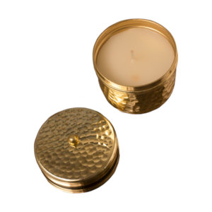 Bougie martelée en métal faite à la main en gros avec logo personnalisé de couvercle à bas prix - Product Image 1