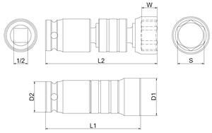 Enchufe universal de impacto de 3 vías OEM ODM 1/2 "Dr. Proveedor de Taiwán con acabado fosfato manganeso - Product Image 2