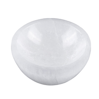 Bol en Sélénite Blanc Nacré Fantaisie de Haute Qualité 80mm, Poli, Artisanat Populaire, Guérison Spirituelle, pour Décoration
