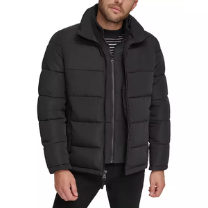 Veste bomber d'hiver en gros, style long, matelassée, brillante, en polyester et coton, écologique, OEM, noire, tendance masculine - Product Image 1