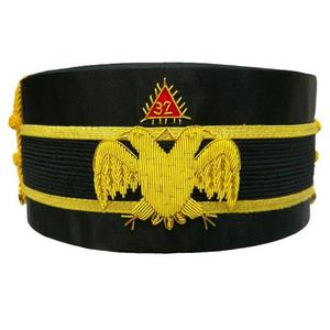32rd Degree Scottish Rite Crown Wings Down <b>Black</b> Cap Bullion Hand Embroidery Origin Imported Pattern Embroidered - Product Image 5