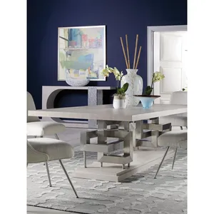 Table à manger rectangulaire à tréteaux, table de salle à manger en <span class=keywords><strong>bois</strong></span> massif pour salle à manger de style farmhouse - Product Image 3