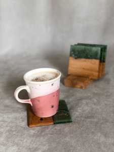 Vente chaude À La Main Décoré Océan Résine Époxy Dessous De Verre Résine En Bois Tasse À Thé Tapis - Product Image 3