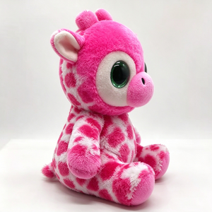 Customized <b>Plush</b> Pink White Spotted Giraffe <b>Plush</b> Toy, Cute Big Green Glitter Eyes Stuffed Animal - Product Image 6