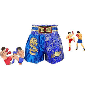 Shorts de boxe Muay Thai personnalisés en gros, design en satin à fente, dragon brodé, OEM ODM, shorts d'entraînement de combat - Product Image 3