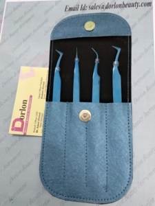 Pinzas para Pestañas de Plasma Plateadas y Azules Curvadas Profesionales a Precio de Mayoreo, Acero Inoxidable de Alta Calidad, Antiestáticas y Duraderas - Product Image 4