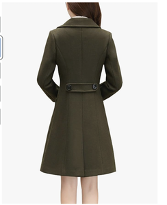 NEW ARRIVAL DIRECT FACTORY WOMEN ELEGANT NOTCHED COLLAR DOUBLE BREASTED WOOL BLEND OVERCOAT BANGLADESH CUSTOM LOGO OEM CLOTHING - Product Image 4