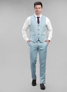 Vente flash Costume homme 5 pièces bleu ciel de luxe Ensemble formel complet pour mariages, fêtes et événements professionnels Disponible à la vente - Product Image 2