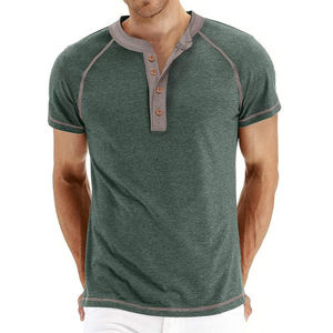 Men's Casual <b>Henley</b> Sportswear Plus Size Gym Running Hiking Quick Dry Moisture Wicking T-<b>Shirts</b> Knitted Weaving Collarless - Product Image 1