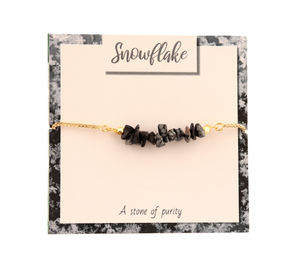 High Quality Vintage Gold-Plated Box Chain Adjustable <b>Bracelet</b> Natural Raw Snowflake Obsidian CZ <b>Quartz</b> Multi-Stone Slider Gift - Product Image 3