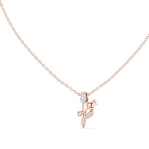 Collier Fleur de Tulipe en Diamant Cultivé en Laboratoire 0,079 CT VVS-VS EF, Coupe Ronde Brillante, Or 18 carats, 14 carats, Or Rose, Or Jaune, Or Blanc - Product Image 2