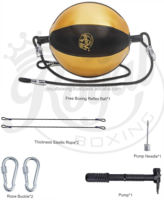 Sac de frappe lourd de boxe thaïlandaise double extrémité avec logo personnalisé Royal Boxing, ballon de vitesse durable en cuir pour entraînement au sol/plafond