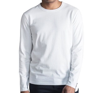 T-shirts décontractés pour hommes, couleur blanche, manches longues, anti-froissement, streetwear, respirant, coton lourd, printemps - Product Image 1