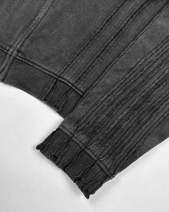 เสื้อฮู้ดผ้าฟลีซผ้าฝ้ายถักแบบ100% สามารถปรับแต่งได้สีดำทรงหลวมเข้ารูปไหล่ตกแบบสตรีทแวร์ - Product Image 5