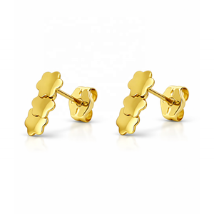 Pendientes de Oro Amarillo de 14K JJ BRAVO, Elegantes y Minimalistas, con Diseño Floral, Hechos a Mano, Regalo de Joyería para Mujer - Product Image 2